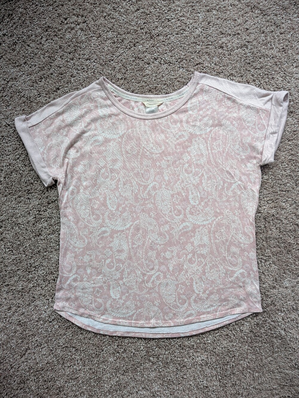 Lucky Brand Pink Paisley Roll Cuff Shirt Women's Medium
